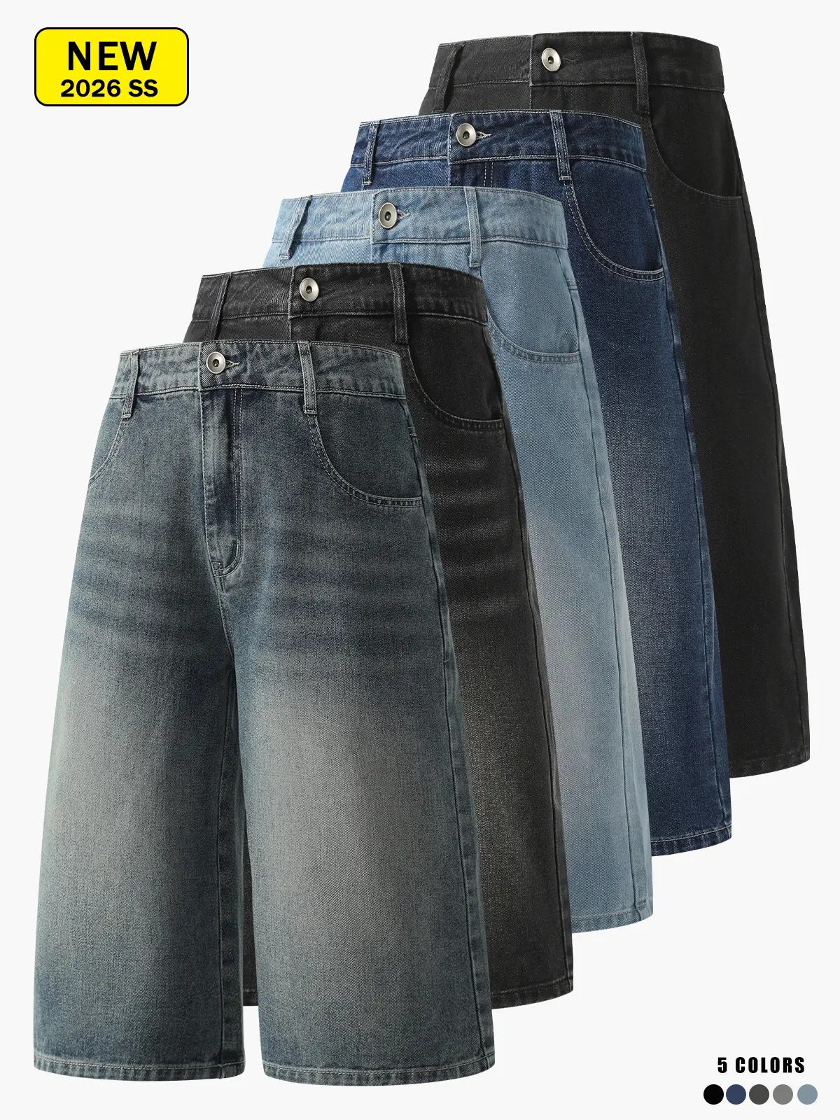 Men’s summer cotton-blend casual seven-eighths denim jeans, loose straight fit, retro street style, fashionable and versatile Streetwear