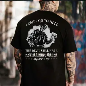 I Can’t Go to Hell The Devil Still Has a Restraining Order Against Me Hoodie – Tactical Skull Military Humor T Shirt for Men – Dark Humor Veteran Graphic Sweatshirt