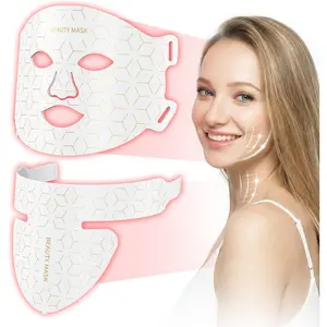 AYYHG Red Light Therapy Mask for Face & Neck, 850nm NIR LED Rechargeable USB Facial Device, Anti-Aging, Skin Firming, for All Skin Types, Home Use