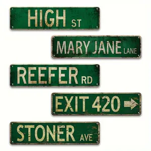 Mancave 5pcs Vintage Metal Tin Signs - Retro Wall Art Decor for Garage, Bar, Cafe, Office, Home & Gifts for Men Set Room