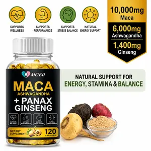 Organic Maca Root 120 Capsules 10000mg with Ashwagandha & Panax Ginseng | High-Strength Herbal Blend for Daily Energy, Focus, Balanced Mood and Everyday Wellness Support