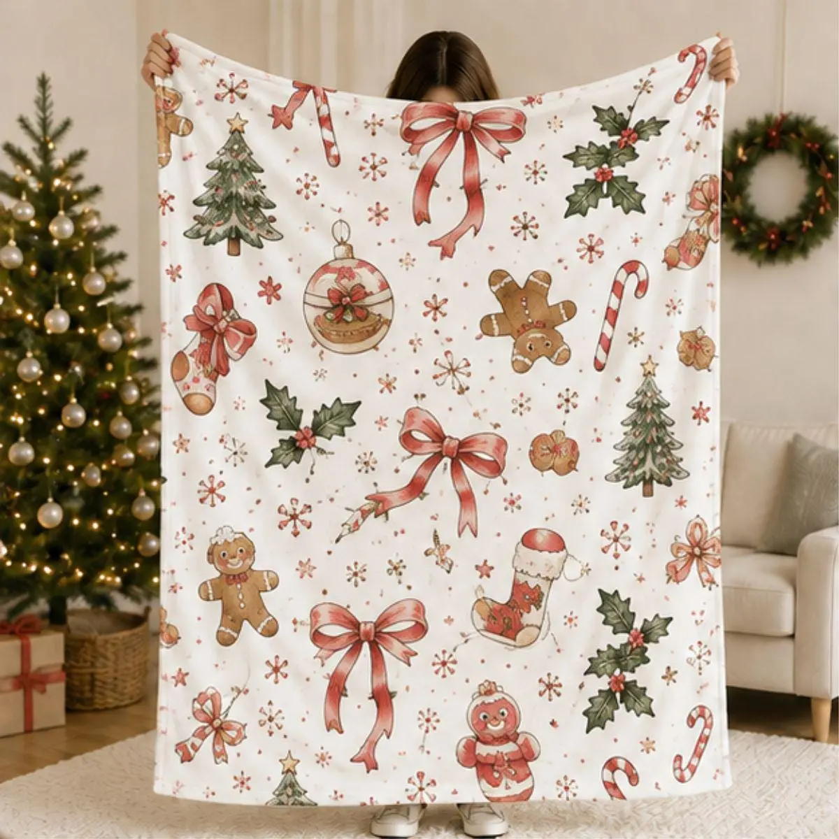 Personalized Nutcracker Woven Blanket with Fringe, Christmas Throw Blanket, Vintage Holiday Wall Tapestry Decor, Cozy Festive Sofa Couch Bed Living Room Winter Home Decor Gift