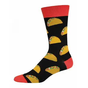 Tacos Crew Socks - Menswear Cotton Tacos Design with Red and Black Tops