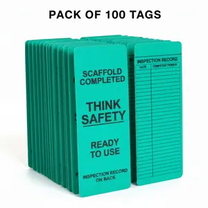 Green Vinyl Scaffolding Tag (QTY-100 per Pack) READY TO USE Logo