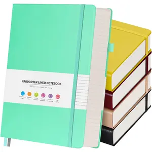 5 Pack College Ruled Notebook, 312 Numbered Pages Thick Notebooks Bulk, 100gsm No Bleed Paper Hardcover Leather Journal, Lined Journal Notebook Set for Women Men School Office, A5, Multicolor