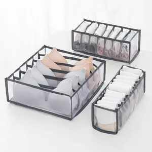 Foldable Drawer-Style Lingerie Underwear Organizer Box, Grid Design Bra Storage, 3-Piece Set for Home Closet, Clothes Sorting Solution