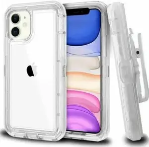 Clear Rugged Shockproof Defender Case Cover for iPhone 15 / 15 Plus / 15 Pro / 15 Pro Max / with Belt clip