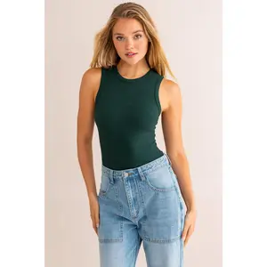 Hunter Green Sleeveless Bodysuit