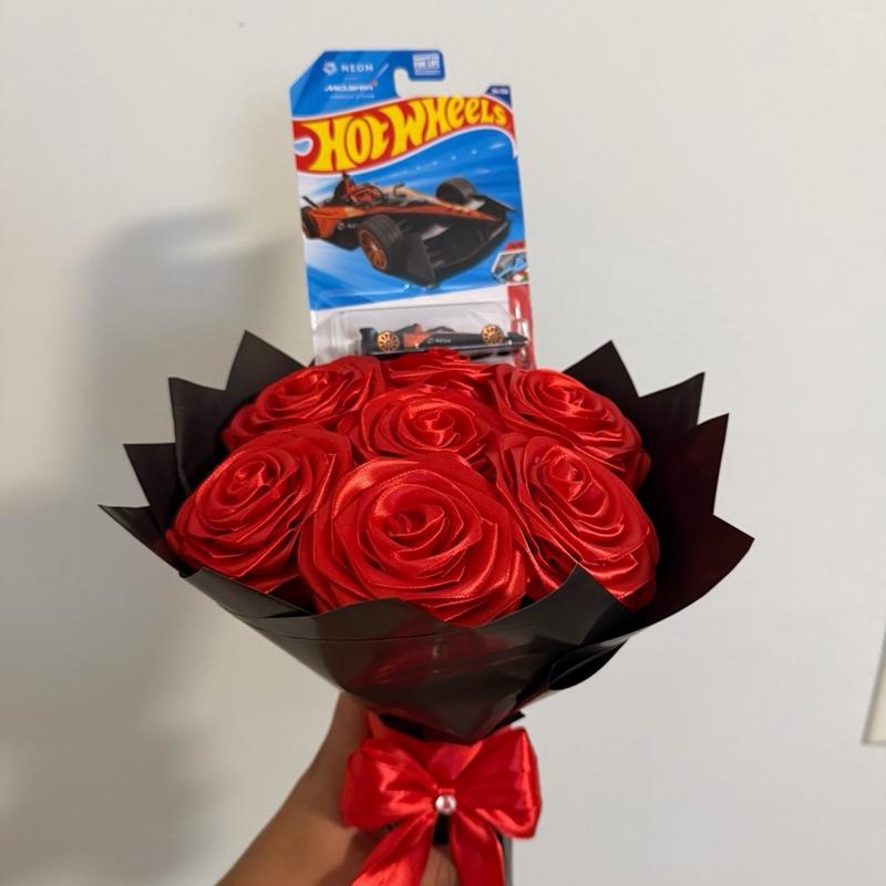 The Blue Royale Hot Wheels Rose Bouquet — Luxury Satin Rose Gift for Him
