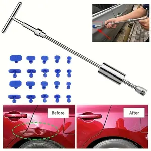 Car Dent Repair Kit - Get Professional Results with Our Metal T-Handle Puller and Plastic Glue Tabs! - Car Dent Remover