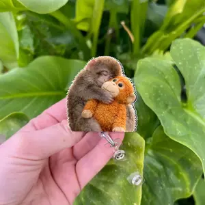 Team Punch Baby Monkey Badge Reel with ID Belt Clip, Cute Design Acrylic for Children Gift, Work Accessories, Nurses Medical Teacher Student Retractable Heavy Duty Set