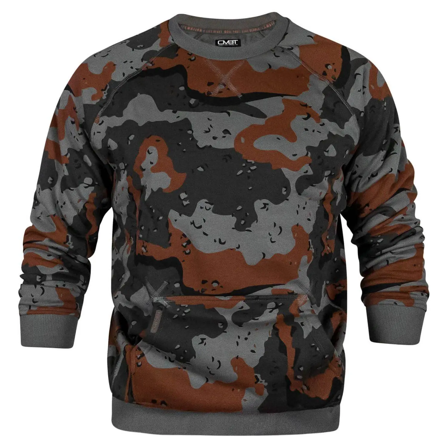Men's Mid-Weight Fleece Pullover Sweatshirt, Casual Crewneck with a Soft Lining, Kangaroo Pocket and Cuffed Hem