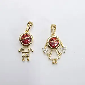 Boy and Girl Pendant No Chain Gold Plated 14k Versatile Design for Boys and Girls Jewelry Collection