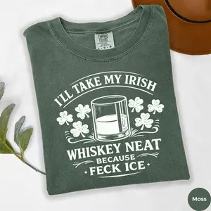 Comfort Colors Irish Whiskey Neat Anti ICE Shirt, St Patrick’s Day T-shirt, Unisex Cotton Graphic Tee