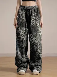 Women's Leopard Print Drawstring Waist Wide Leg Pajama Pants, Casual Comfy Pocket Trousers for Spring & Fall, Pajama Bottoms, Women's Sleepwear for Daily Wear