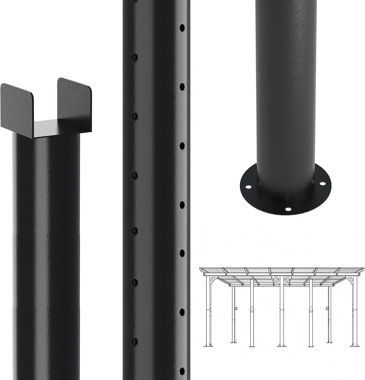 Aoxun Heavy Duty Telescopic Support Pole for More Stability, Adjustable Support Post Suitable for Aoxun Lean to Gazebo, Gazebo Accessories & Pergola Accessories for Snow or Strong Winds