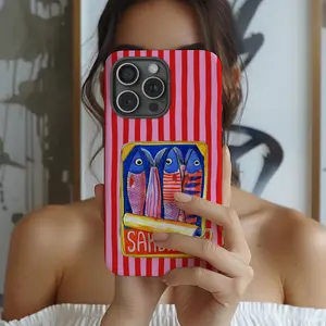 Retro Sardine Can Phone Case, Italian Summer Striped Cover, Colorful Striped Coastal Cover, Iphone 17 16 15 14 13 12 11