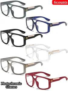 6 Piece Fashion Photochromic Lenses Outdoor Sunglasses Set, Ideal for Sports, Driving, Fishing, Cycling, Running, Golf, Travel, Beach, Vacation