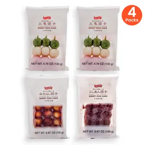 Shirakiku Sweet Rice Cake Multipack 4-Pack, Sanshoku, Mitarashi & Red Bean Koshi-An Dango, Authentic Japanese Mochi Dessert, Ready to Eat (Frozen)