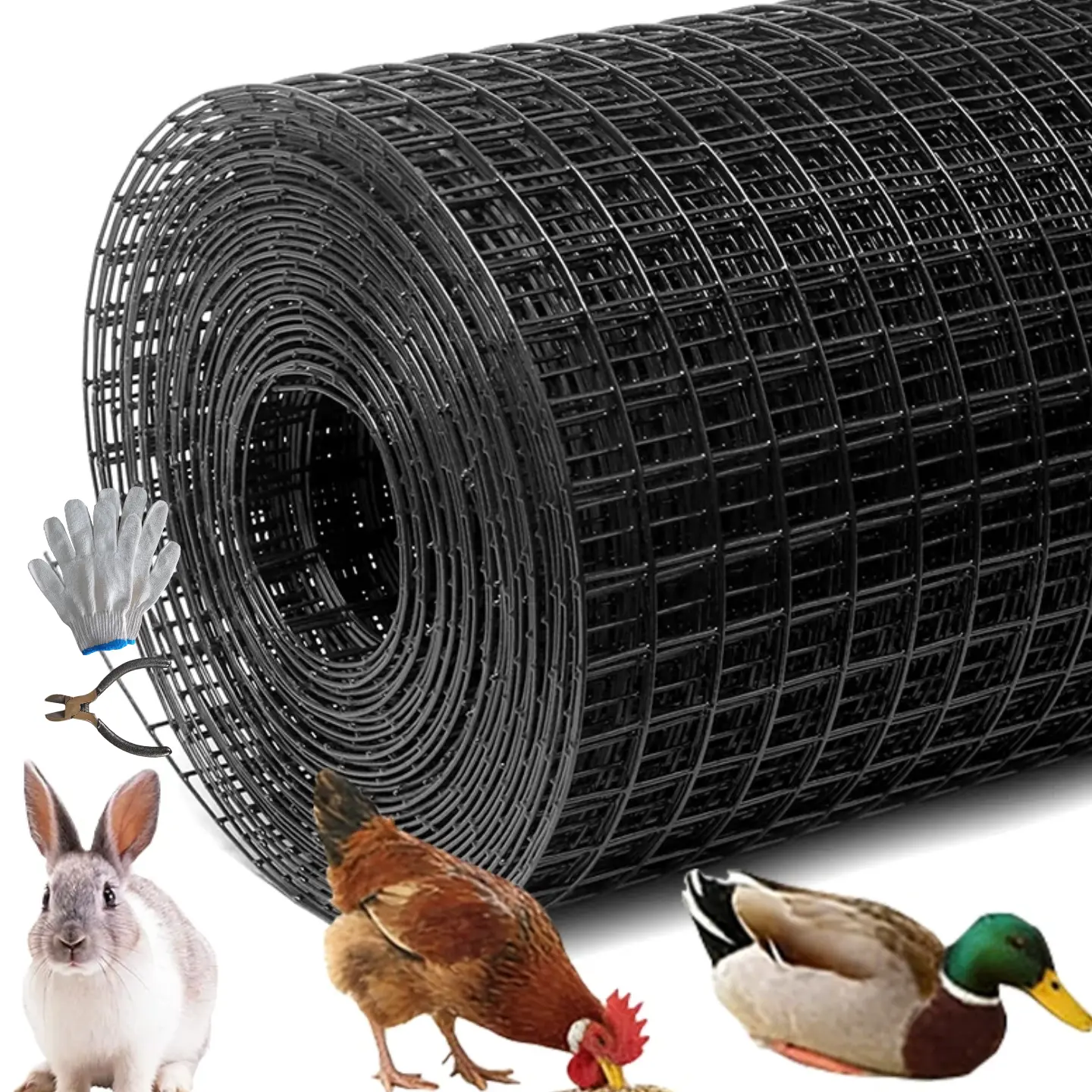 Hardware Cloth, 48in x 50ft 1/2inch Galvanized Wire Mesh Roll, 19 Gauge Chicken Wire Fencing Roll  with Snips/Gloves, Vinyl Coating Metal Wire Mesh for Chicken Coop Barrier, Rabbit Snake Fences, Poultry Enclosures