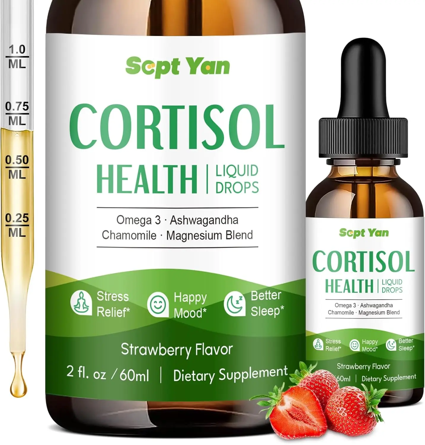 Cortisol Supplements Liquid Drops for Women and Men with Phosphatidylserine, Magnesium, Ashwagandha, Vitamins, Cortisol Detox Calm Drops for Supplements Mood, Focus, Sleep, 2 FL.OZ Vegan