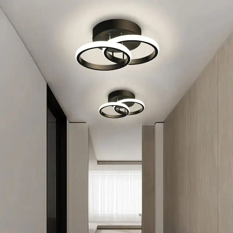 Modern Minimalist Style LED Ceiling Light, Round Metal Pendant Lamp, Adjustable Three-Color Lighting, Wall Mounted, Bedroom & Living Room