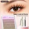 VEYESBEAUTY Black/Brown Manga Lashes Cluster Kit, Invisible Spiked Fluffy Layered Cosmetic Eyelash Extensions, DIY Eyelashes Kit for Salon & Daily Makeup,familyfun