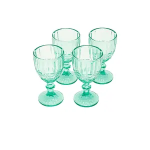 Chefanie Teal Stem Glasses Set Of 4