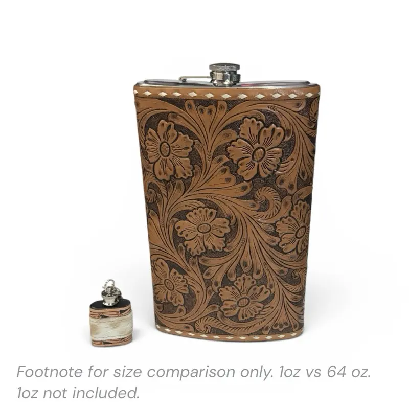 64oz Stainless Steel Flask with Elegant Floral Engraving and Durable Construction for Everyday Use