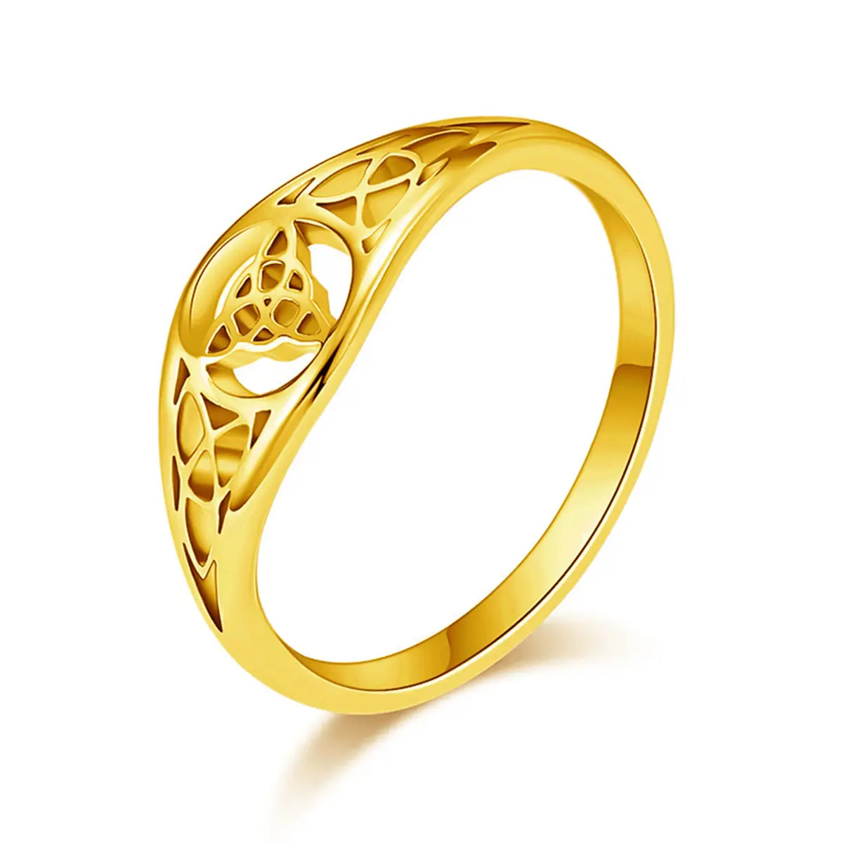 Women's Stainless Steel Trinity Knot Lucky Amulet Ring - 2g, 2mm Band Width, Fashion Costume Romantic Jewelry Gift for Best Friend
