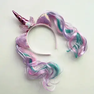 Girls Unicorn Headband with Unicorn Hair