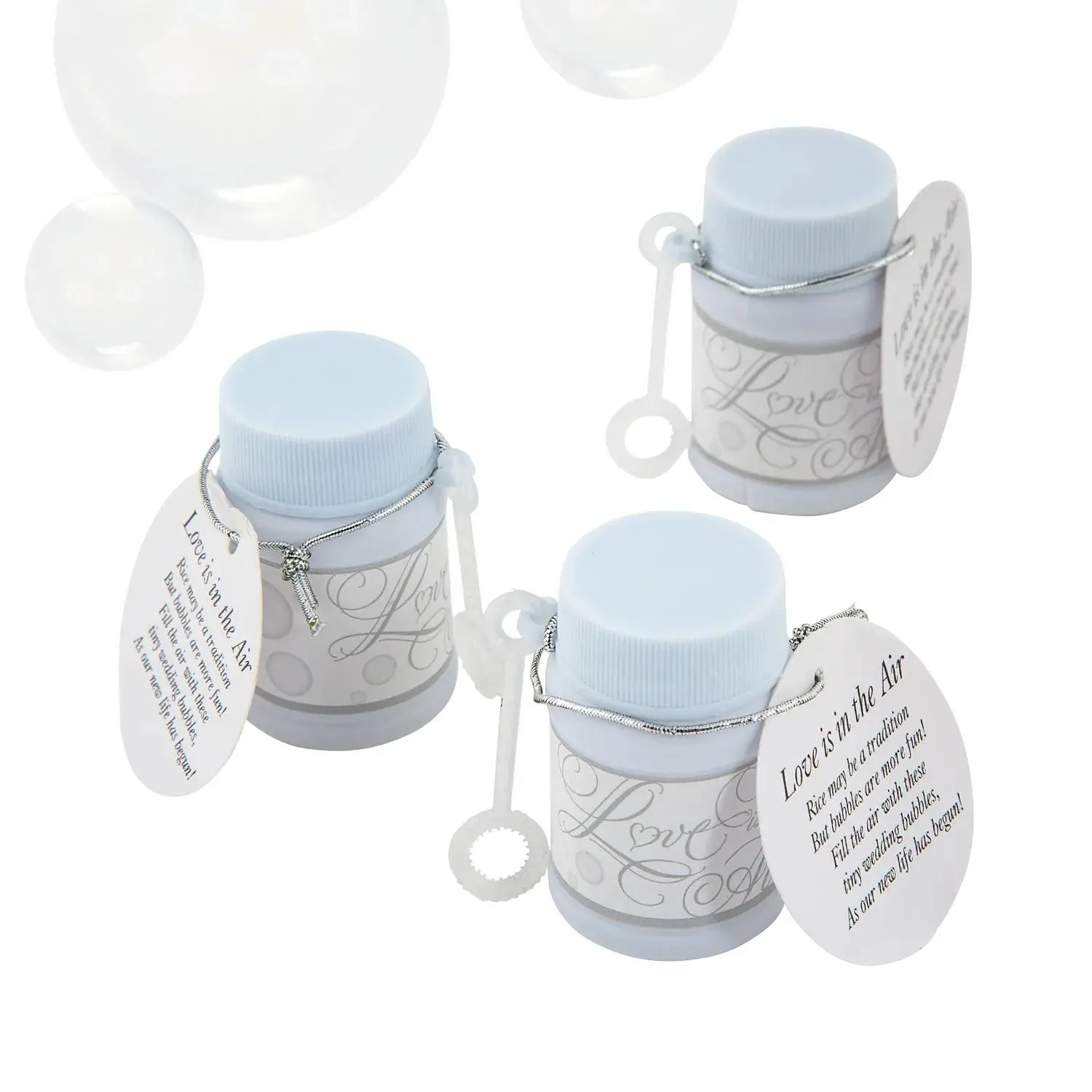 2" Mini Plastic Bubble Bottles with Wand - Novelty Print Bubbles, Themed Design Wedding Favors, Unique Table Decorations (24 Pieces, Includes Wand)