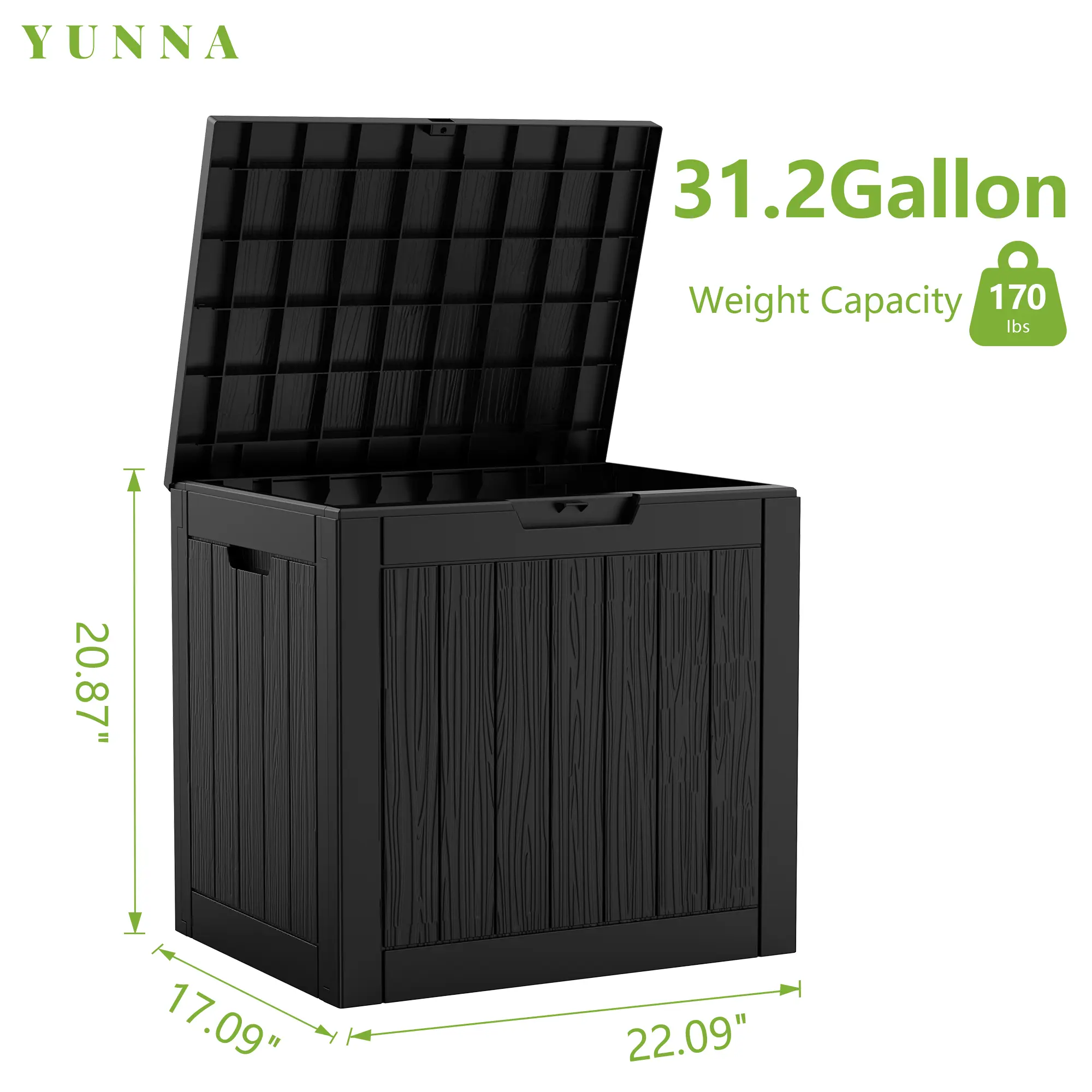 YUNNA 31.2/32/50/55-Gallon Outdoor Deck Storage Box, Waterproof & UV-Resistant, Great for Storing Patio Cushions, Furniture Supplies, Garden Tools and Outdoor Toys. Ideal for Deck, Patio, Porch and Garage.Summervibes