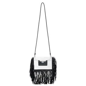 Clear Three Fringe Crossbody - Lightweight Design, Adjustable Fringe, Ideal for Everyday Use
