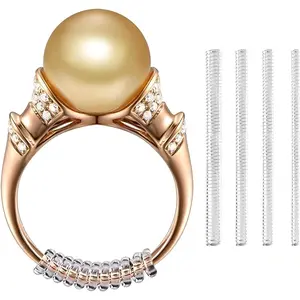 Ring Size Adjuster for Loose Rings, General 4 count Coil Design, Clear Invisible Ring Reducer Guards, Hold Ring in Place,Fit Women Men Ring,  with  Polishing Cloth, Comfortable