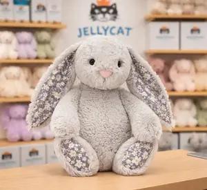 Jellycat Bashful Bunny Plush Toy - Ultra-Soft Floppy Rabbit with Floral Liberty Ears, Cute Gift for Kids & Collectors