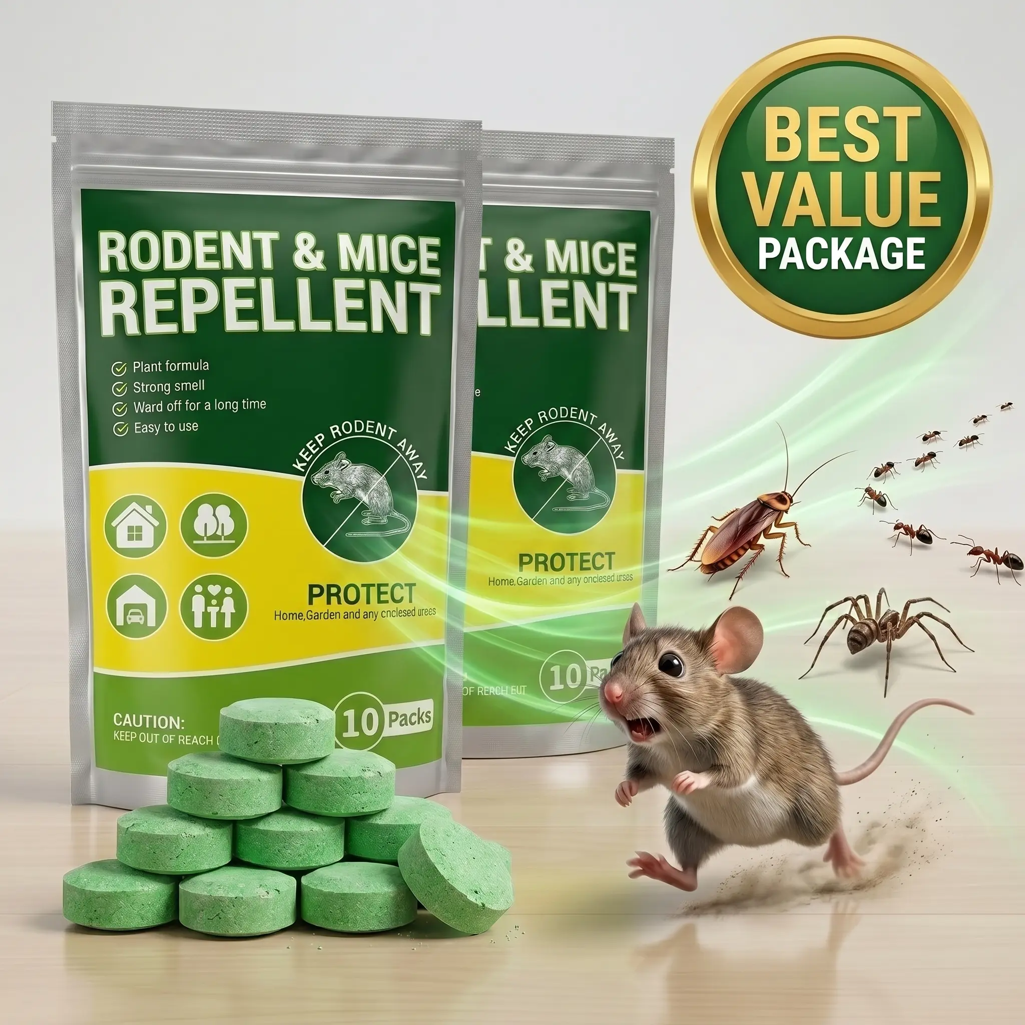 2 Packs High-Performance Peppermint Oil Mouse Repellent,10 Per pack Natural-Based User-Friendly Multi-Insect Deterrent (Roach, Spider, Peppermint) for Indoor & Outdoor Home Garden Use (Deters Rats, Ants, Squirrels), Insect Deterrent Multi-Insect