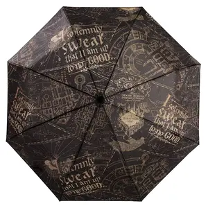 Harry Potter Umbrella I Solemnly Swear Marauder's Map Travel Compact 10" Auto Open