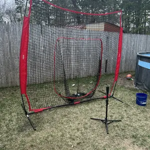 VEVOR 7x7 ft Baseball Softball Practice Net,  Portable Baseball Training Net for Hitting Batting Catching Pitching, Backstop Baseball Equipment with Bow Frame, Carry Bag, Strike Zone, Ball, Batting Tee