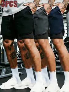 3-Pack Summer Fitness Shorts for Men, Slim-Fit Training Running Basketball Shorts, Anti-See-Through Casual Sports Wear