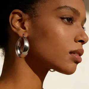 Lightweight Teardrop Hoop Earrings for Women - 14k Gold/White Gold Plated 30mm Large Hoop Earrings High Polished Statement Jewelry Gift for Women