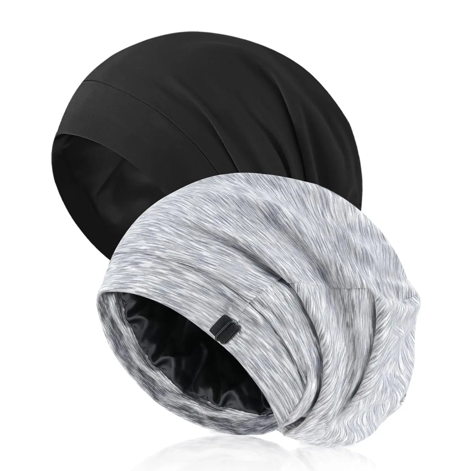 Men's 2-Pack Silk Satin Hair Bonnet - Adjustable, Stay-On, Lightweight, Smooth, Soft, Breathable Haircare Sleep Cap Beanie for Curly Hair, Casual, Nighttime, Comfortable Sleep Cap, Bonnet Silk, Protection, Fashion, Indoor, Satin Lined Adjustable Sleep Cap