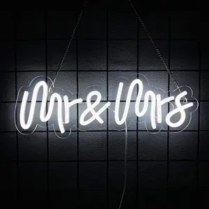Mr and Mrs Neon Sign - USB Light Up Wedding Decor Sign for Reception Anniversary Engagement Gifts
