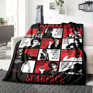 Scarface character pattern printed flannel blanket, soft and durable, suitable for bedroom, sofa or bed, ideal birthday gift for fans or family,50*40 Lightweight Flannel Snacks Throw Blanket