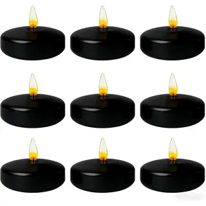 3 inch 12 Pack Black Floating Candles for centerpieces Wedding Decor Burning Time 8-10 Hours