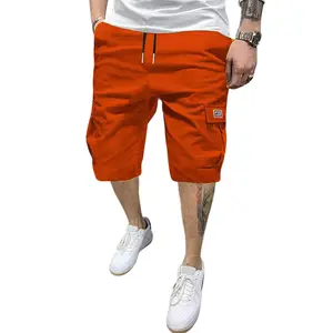 New summer ice silk high-stretch breathable quick-dry sports pants; casual beach shorts available in multiple colors; stylish cargo-style casual shorts with a straight cut, drawstring, and elastic waistband; suitable for everyday commuting and outdoor wea
