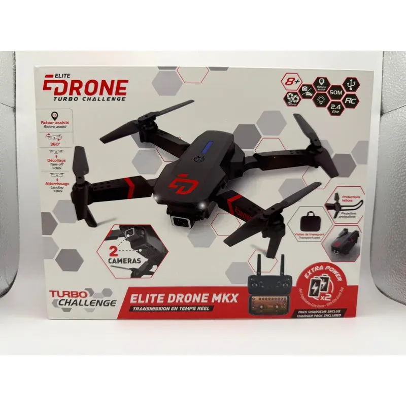 Elite Drone MKX Turbo Challenge with Dual Cameras and Real-Time Transmission