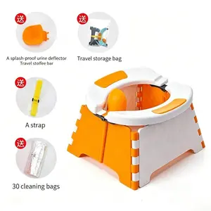 Foldable Portable Toilet Training Seat with Storage Bag & 30 Disposable Liners, Indoor Outdoor Universal Potty Chair