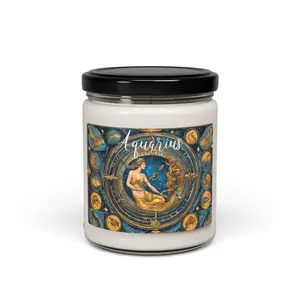 Aquarius Zodiac-Inspired Scented Soy Wax Candle - 9oz, aquarius gifts, zodiac candle, aesthetic candles, personalized gift, soy candle 9oz