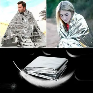 Outdoor Camping Portable Sunscreen Blanket Life Saving Emergency Insulation Blanket Silver Marathon Heatstroke Blanket Survival Blanket Warmth